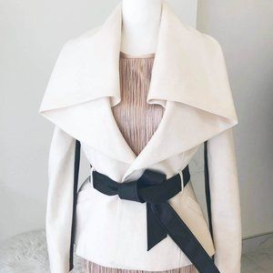 💌 BEBE Wool & Leather Belted Jacket